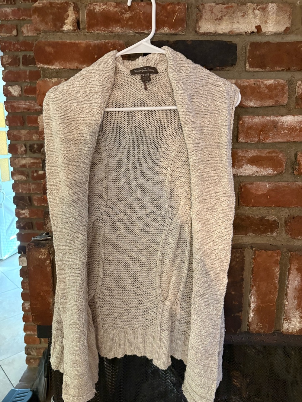 Tommy Bahama Cream Open-Front Hooded Cardigan